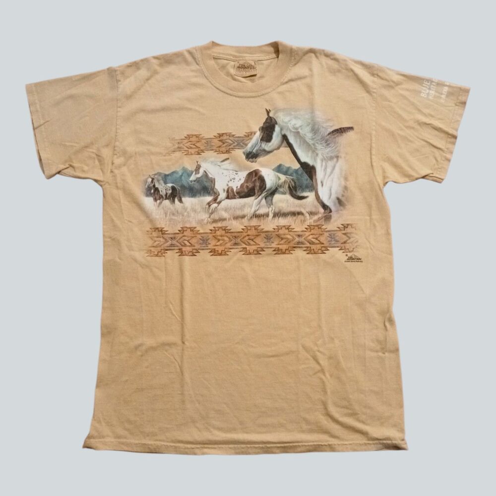 The Mountain Blue Spring Heritage Center Horse T Shirt Mens L Tan 2005